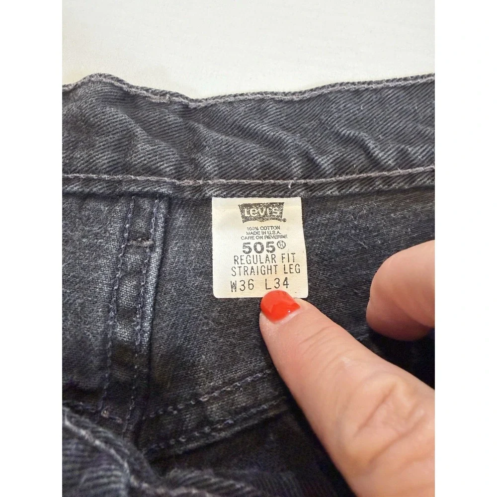 Vintage Levi's 505 Jeans Mens 36x34 Black‎ USA Made 100% Cotton Straight Leg